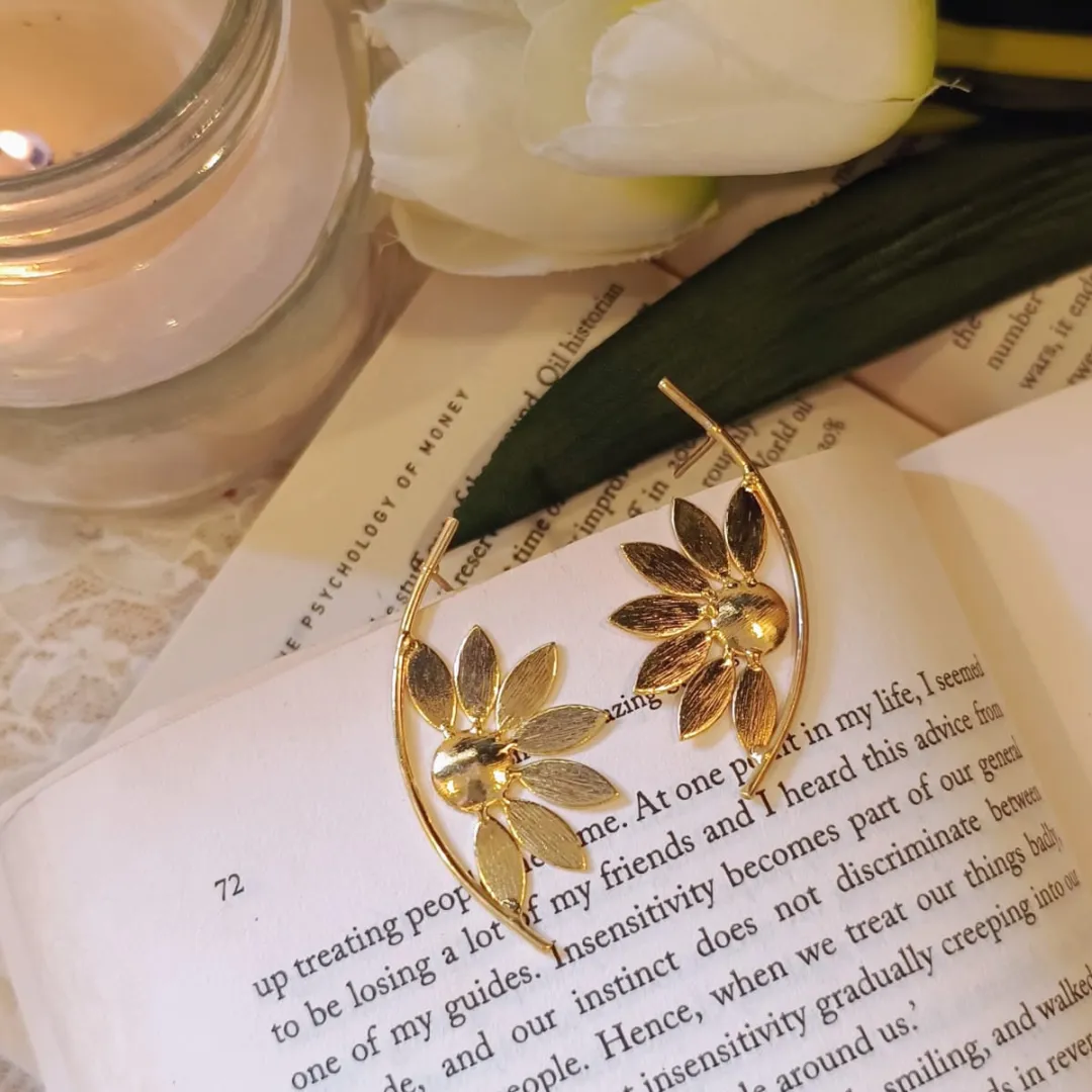 Gold flower earrings